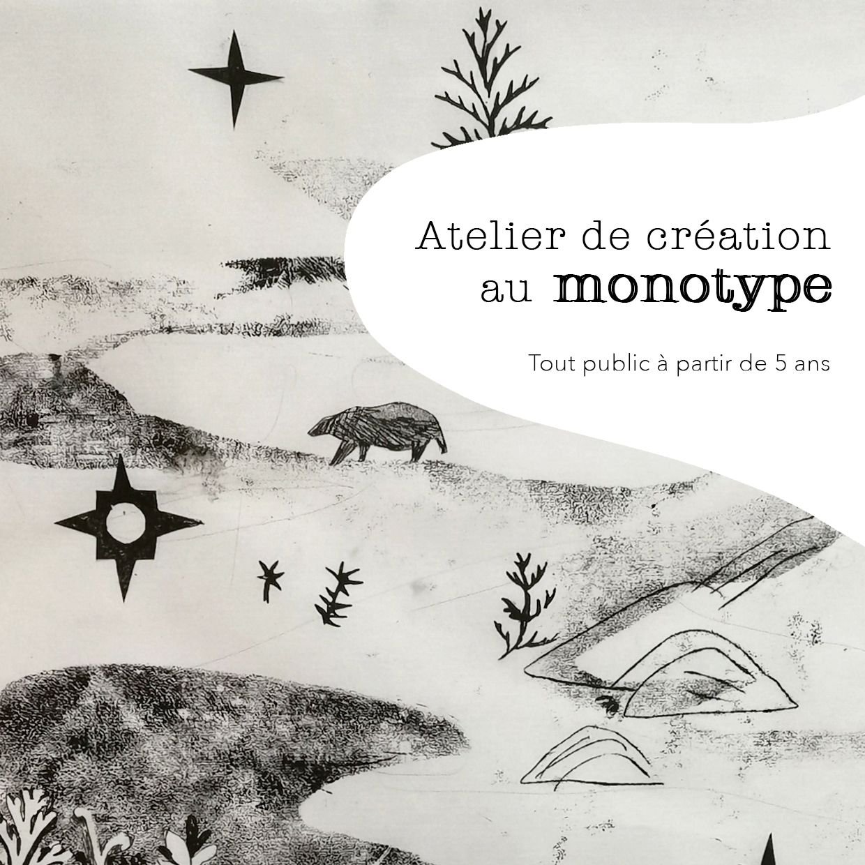 Affiche atelier monotype par Agnès Eymond